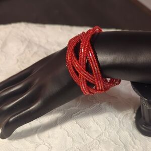 Elegant Red Beaded Bracelet